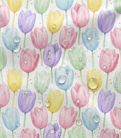 Tecido Nylon Impermeável Tulipas – Branco