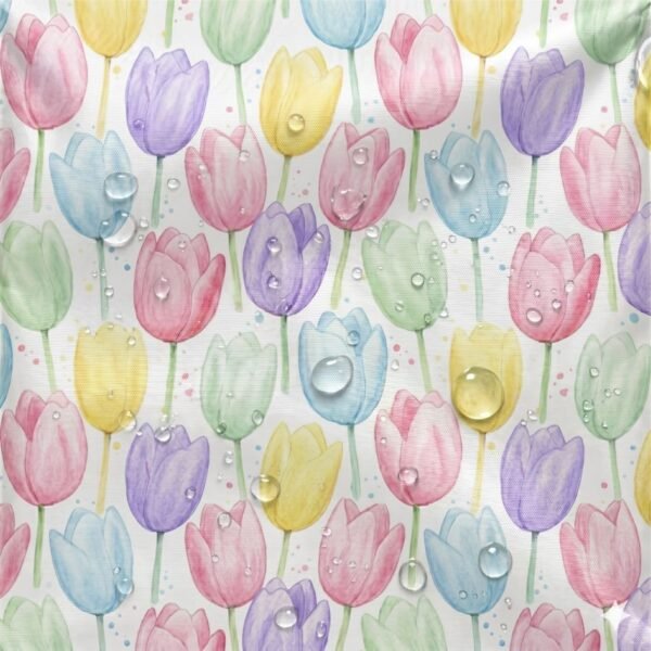 Tecido Nylon Impermeável Tulipas – Branco