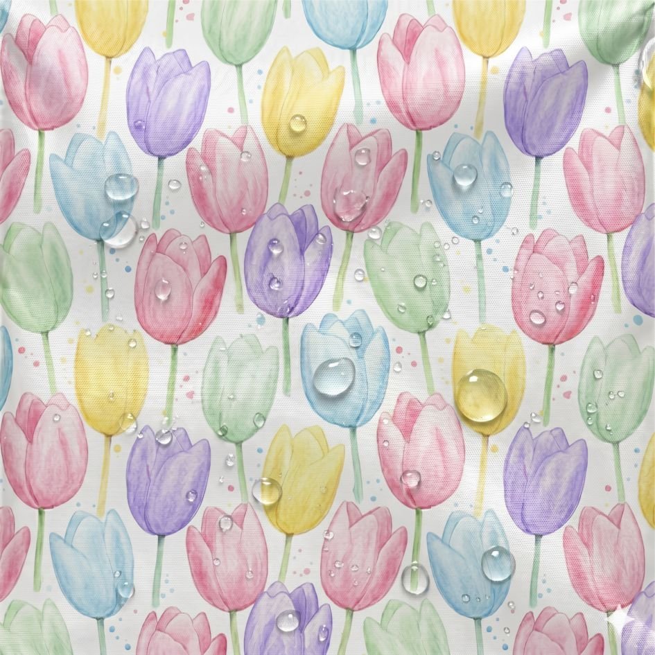 Tecido Nylon Impermeável Tulipas – Branco