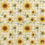 Tecido Nylon Impermeável Girassóis – Branco