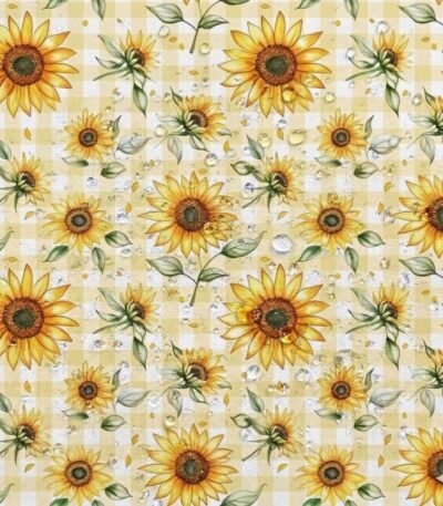 Tecido Nylon Impermeável Girassóis – Branco