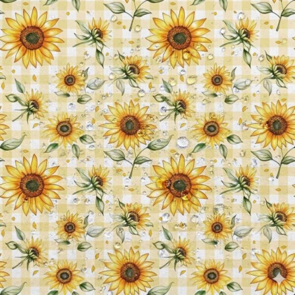 Tecido Nylon Impermeável Girassóis – Branco
