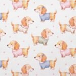 Popeline Cãezinhos Salsicha - Branco