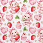 Popeline Coelhinha e Cup Cakes - Branco