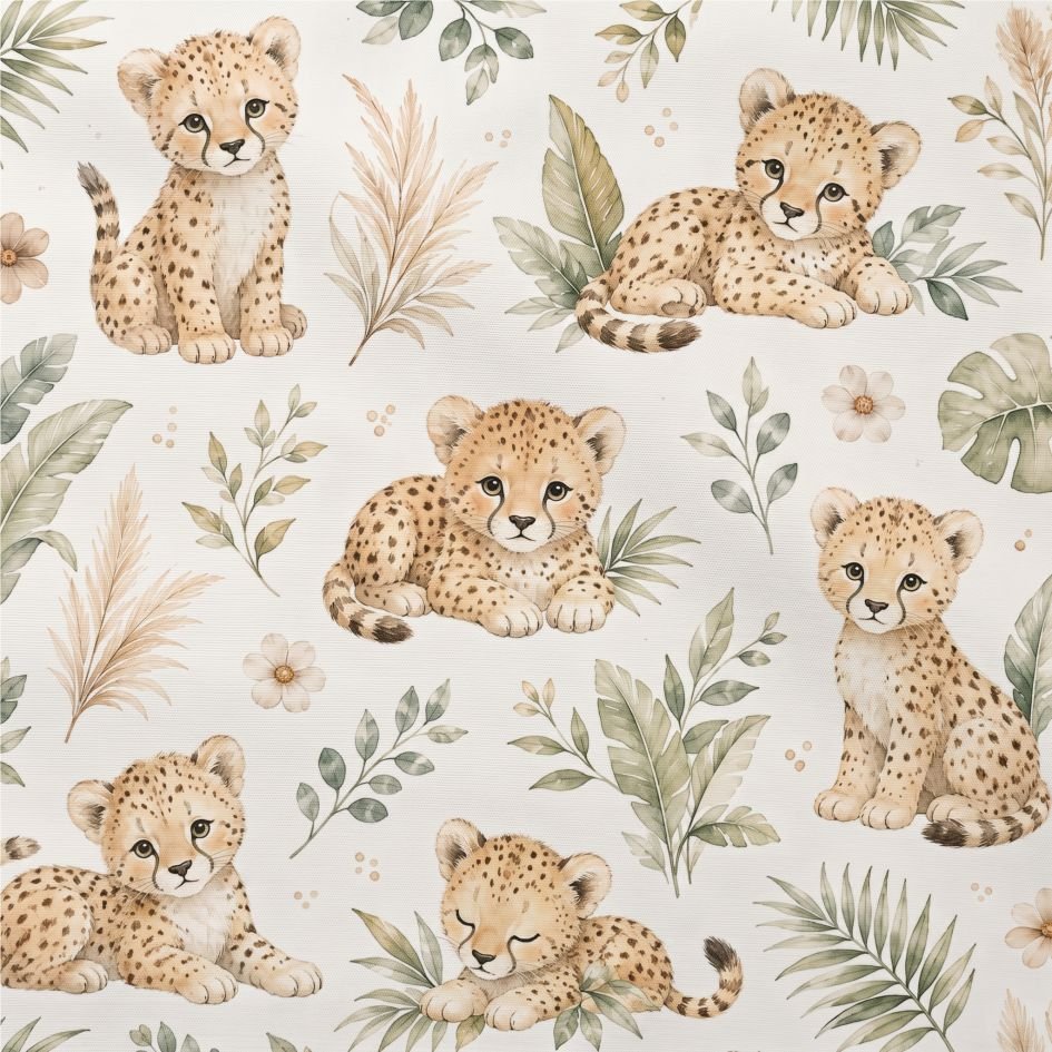 Tecido Tecido Popeline Leopardo Baby Branco f Violet Fabrics