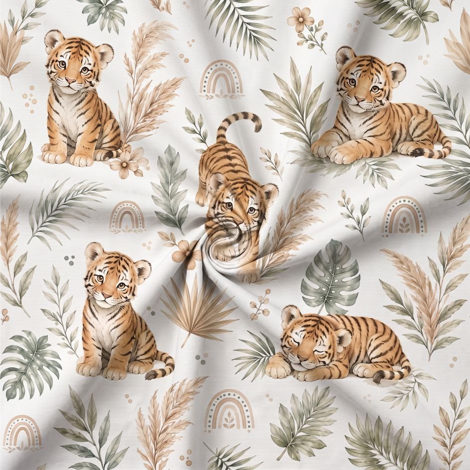 Tecido Tecido Popeline Tigre Baby Branco d Violet Fabrics