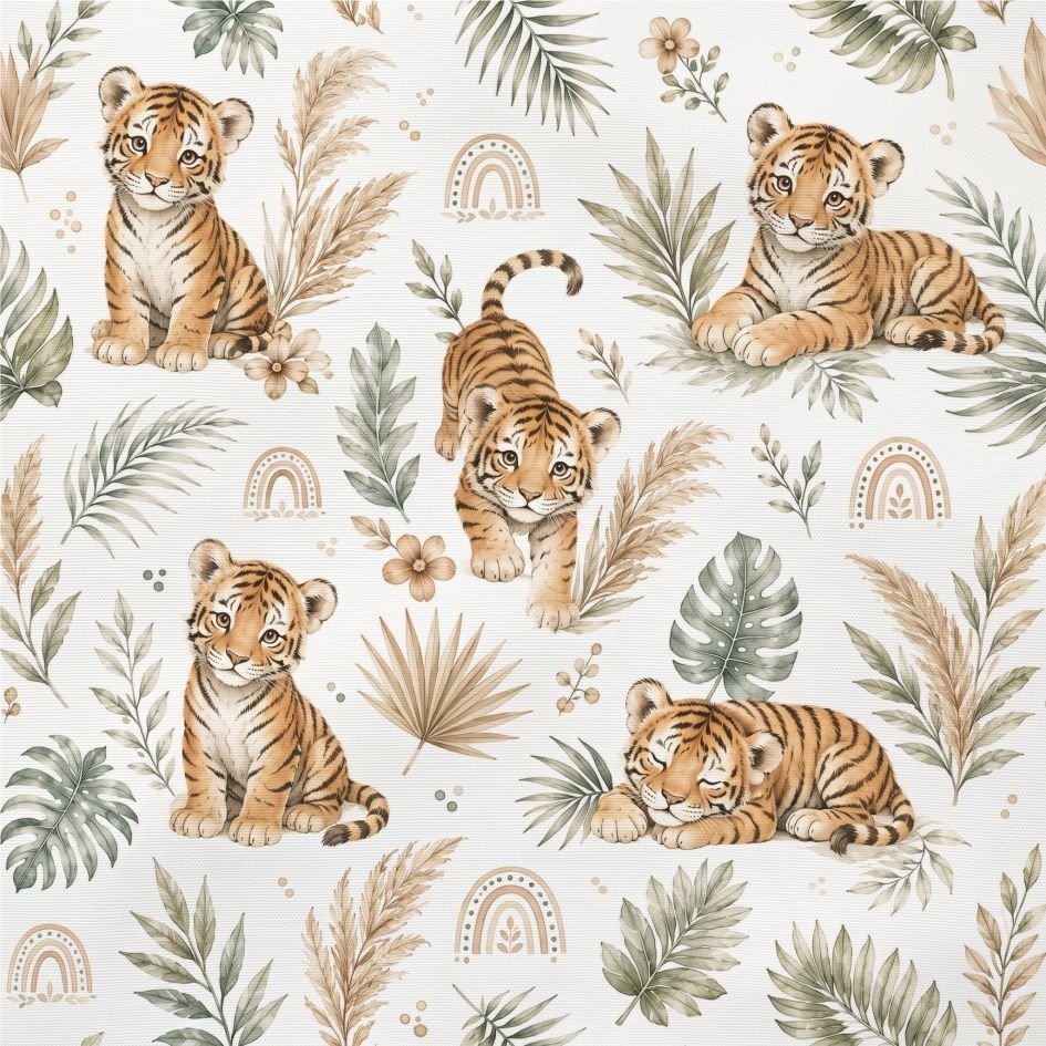 Tecido Tecido Popeline Tigre Baby Branco Violet Fabrics