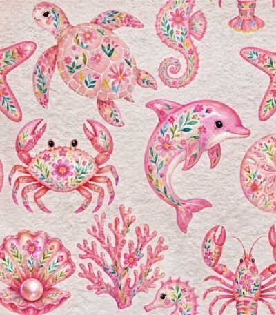 Turco p/ Toalhas Animais Marinhos Rosa