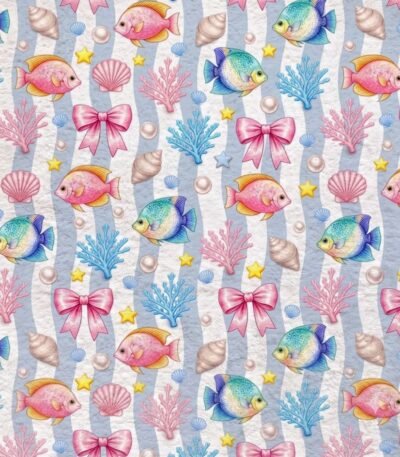 Turco p/ Toalhas Riscas Peixes Rosa