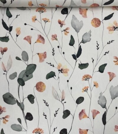 Canvas Digital Flowers and Leaves – Branco