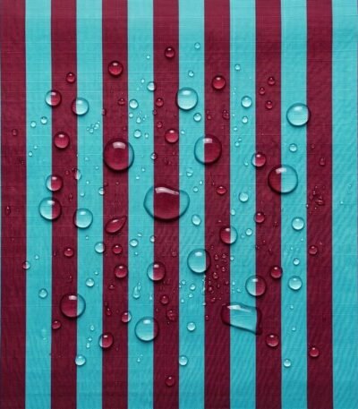 Tecido Nylon Impermeável Riscas 2cm Azul Claro e Bordeaux