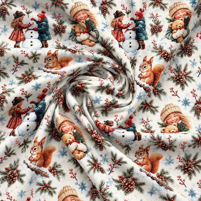Policanvas Natal Crianças e Boneco de Neve