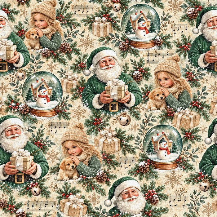 Policanvas Pai Natal e Menina