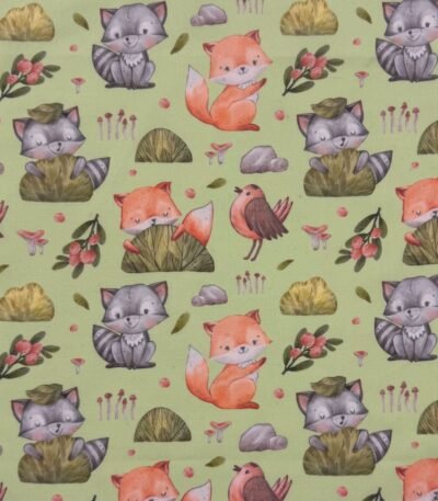 Popeline Animals – Verde Menta