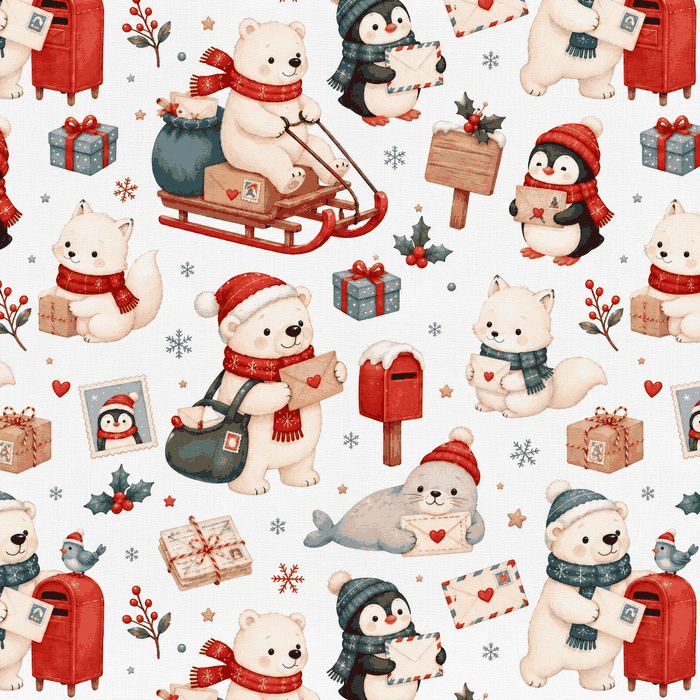 Tecido Popelline Animais Natal Violet Fabrics