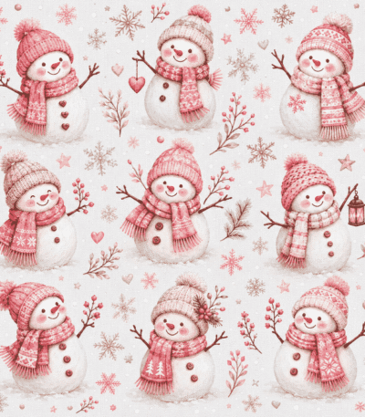 Tecido Popeline Bonecos de Neve Natal – Branco