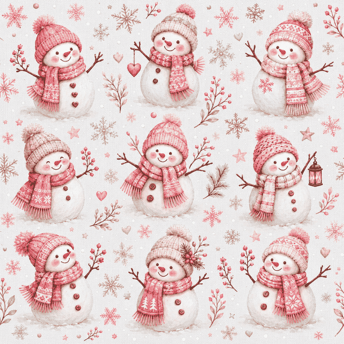 Tecido Popelline Bonecos de Neve Violet Fabrics