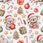 Tecido Popeline Koala Natal - Branco