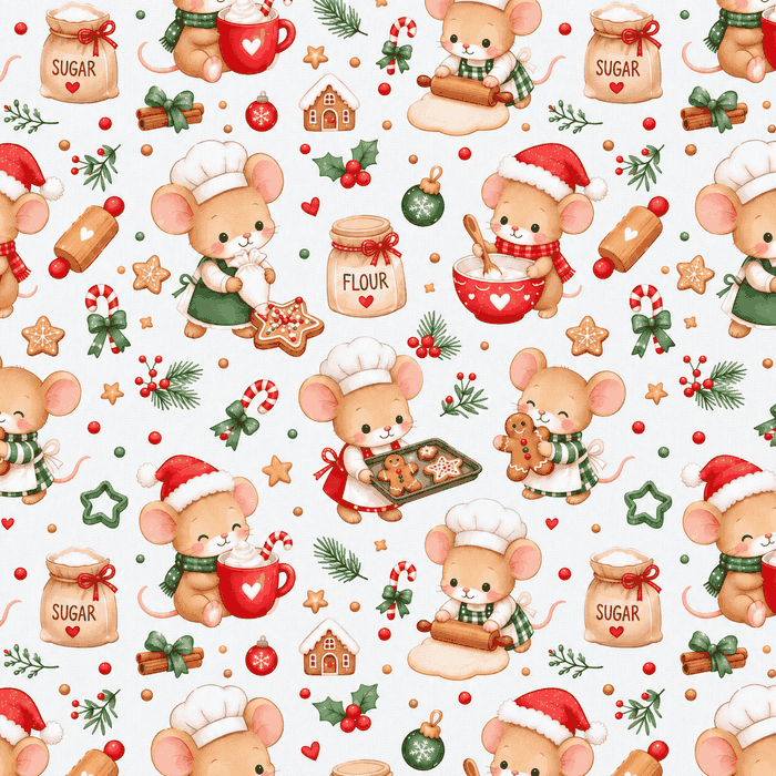 Tecido Popelline Natal Ratinhos Cozinheiros Violet Fabrics