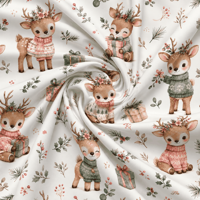 Tecido Popelline Natal Renas v Violet Fabrics