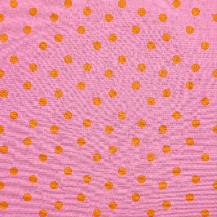 Tecido Tecido Nylon Impermeavel Bolas 1 cm Rosa Claro com Laranja v2 Violet Fabrics