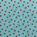 Tecido Nylon Impermeável Bolas 1cm Azul Claro e Bordeaux