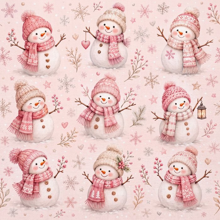 Tecido Tecido Policanvas Bonecos de Neve Natal2 Violet Fabrics