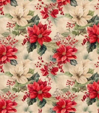 Tecido Policanvas Natal Flores de Natal – Cru