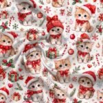 Tecido Policanvas Natal Gatinhos - Branco - Image 2