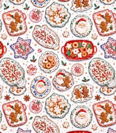 Tecido Policanvas Natal Decoração de Natal – Branco