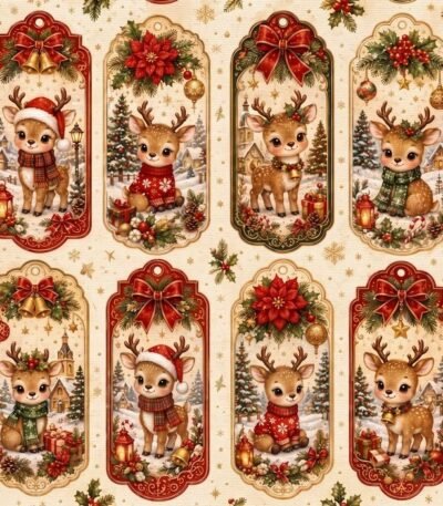 Tecido Policanvas Natal Renas – Cru