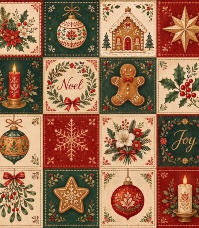 Tecido Policanvas Natal Xadrez de Natal – Cru