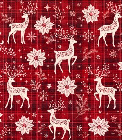 Tecido Decoração Policanvas Natal Xadrez Tartan Renas