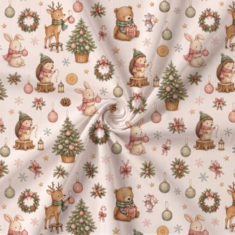 Tecido Tecido Popeline Bosque no Natal a w Violet Fabrics