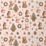 Tecido Popeline Bosque no Natal - Cru