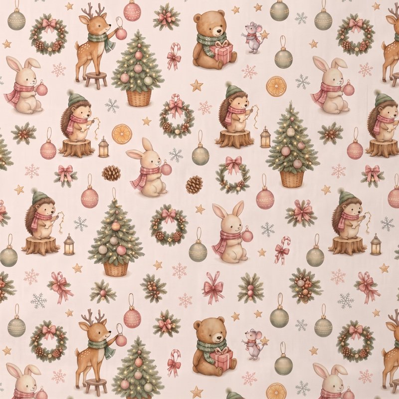 Tecido Tecido Popeline Bosque no Natal da Violet Fabrics