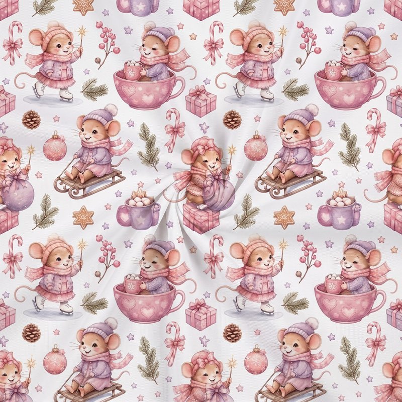 Tecido Tecido Popeline Ratinhas Natal v Violet Fabrics