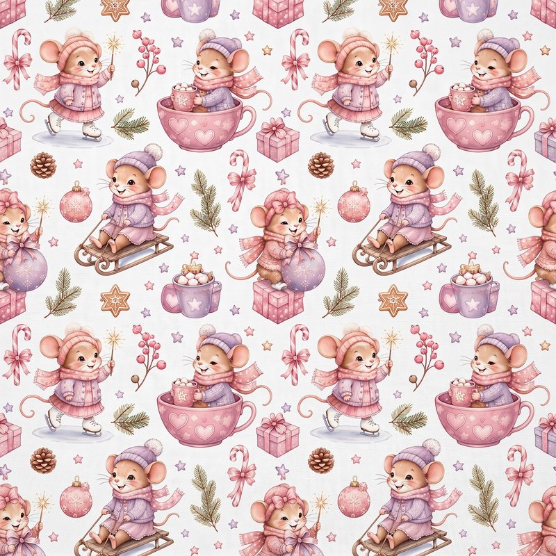 Tecido Tecido Popeline Ratinhas Natal Violet Fabrics