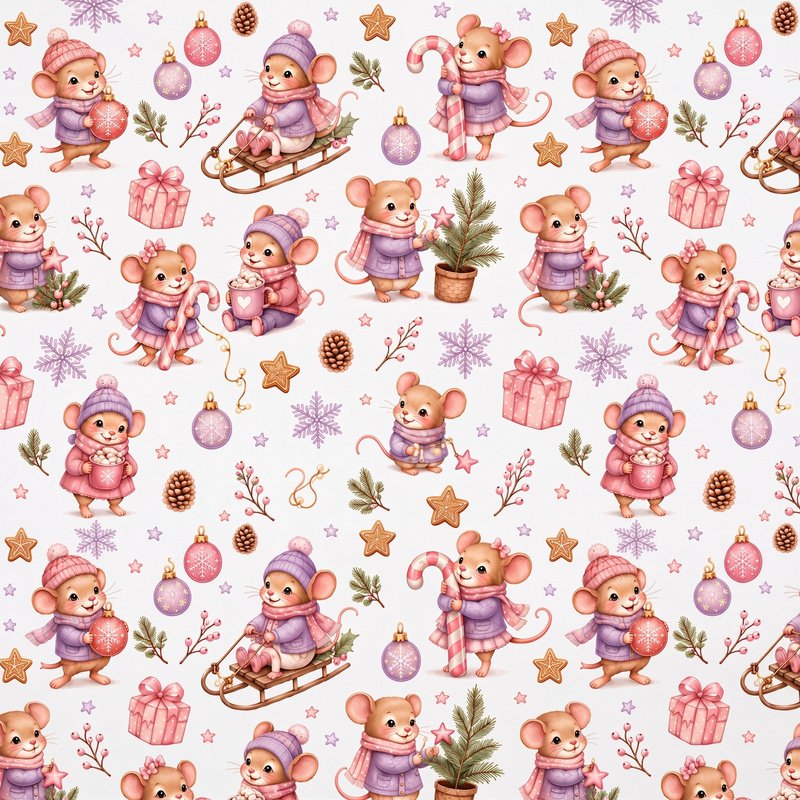 Tecido Tecido Popeline Ratinhos Natal Violet Fabrics