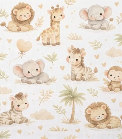Popeline Safari Amiguinhos – Branco