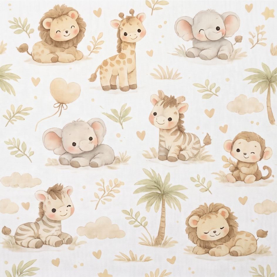 Popeline Safari Amiguinhos – Branco