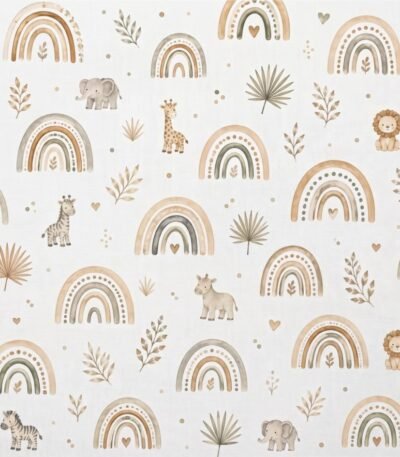 Popeline Safari Arco-íris  – Branco