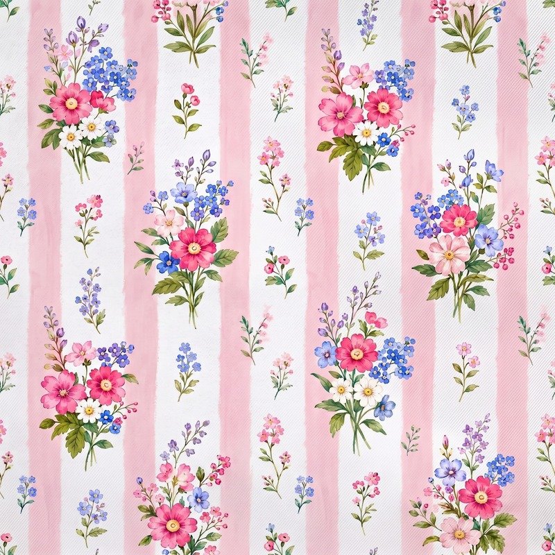 Tecido Tecido Softshell Riscas e Flores v Violet Fabrics