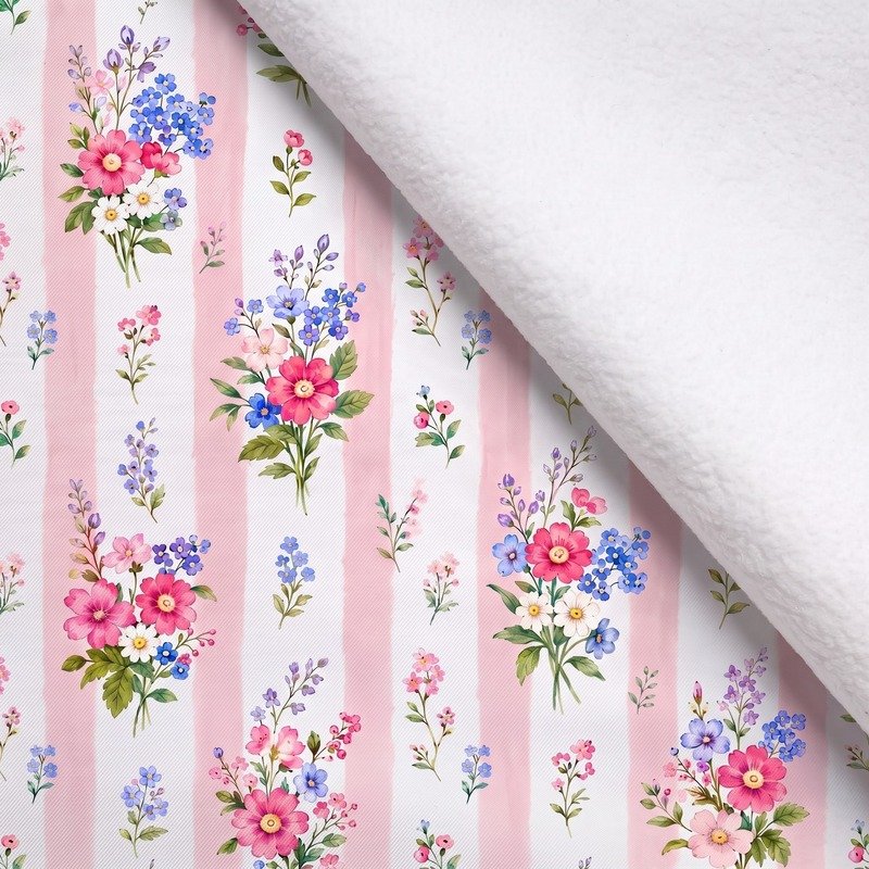 Tecido Tecido Softshell Riscas e Flores Violet Fabrics