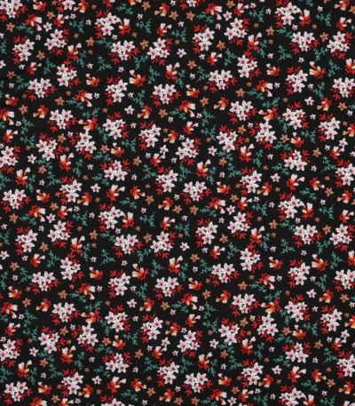 Viscose Mini Flowers – Preto