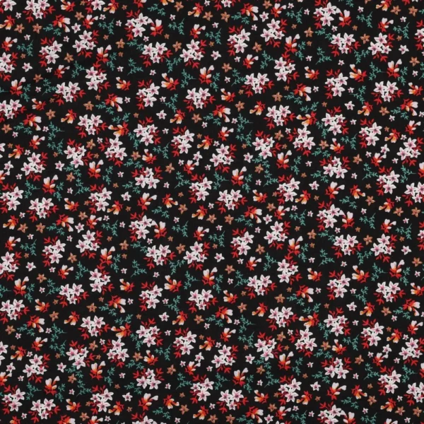 Viscose Mini Flowers – Preto