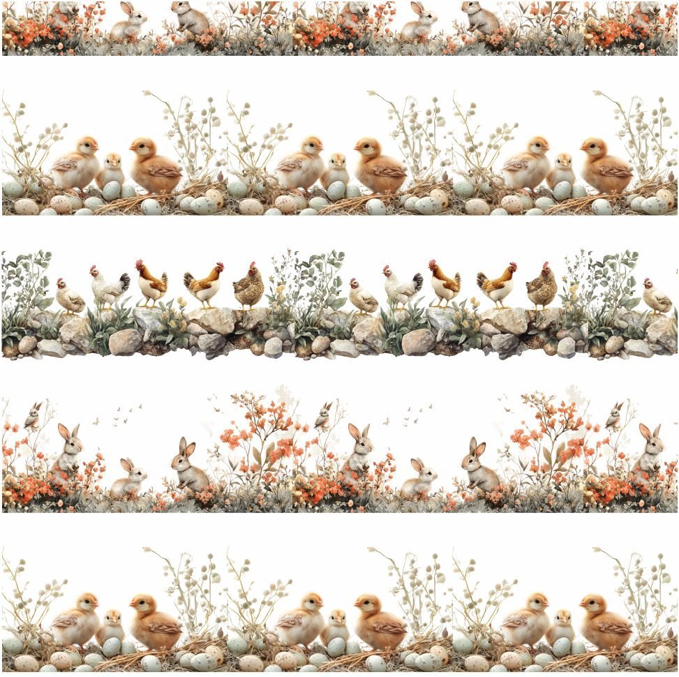 Tecido Decoração Policanvas Barras Animais Páscoa