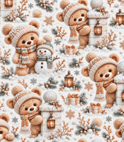 Malha Coralina Ursinhos na Neve - Branco