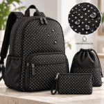 Nylon Impermeável Pintas - Preto