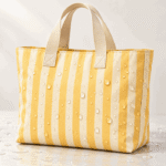 Tecido Nylon Impermeável Riscas Amarelo Pastel e Creme